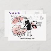 Junge Mutter mit Baby Stroller, lustig Save The Date (Vorne/Hinten)