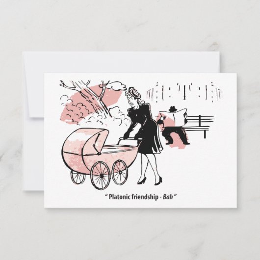 Junge Mutter mit Babywagen, Lustig Save The Date (Vorderseite)