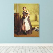 Junge Mutter mit ihren Kindern im Salon Leinwanddruck (Insitu (Holzboden))