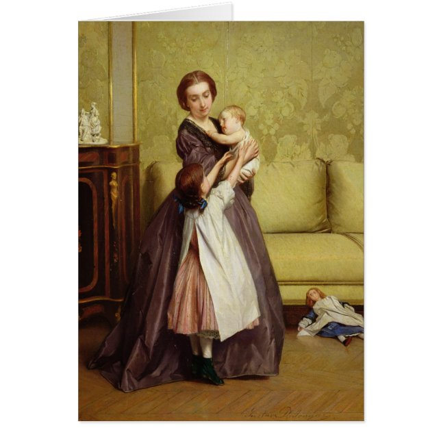 Junge Mutter mit ihren Kindern in einem Salon (Vorne)