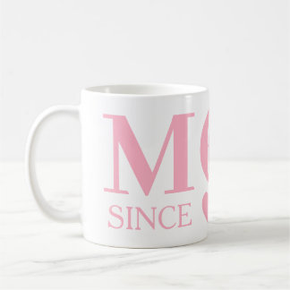 Junge Mutter Mommy Pink Blue Custom Date Baby gebo Kaffeetasse