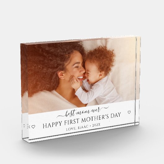 Junge Mutter Muttertag Personalisiertes Foto Plaqu (Links)