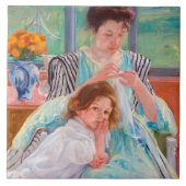 Junge Mutter Nähen, Mary Cassatt Fliese (Vorderseite)