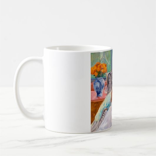 Junge Mutter Nähen, Mary Cassatt Kaffeetasse (Links)