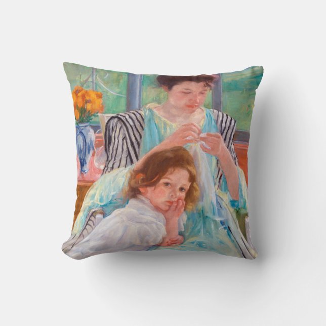 Junge Mutter Nähen, Mary Cassatt Kissen (Vorderseite)