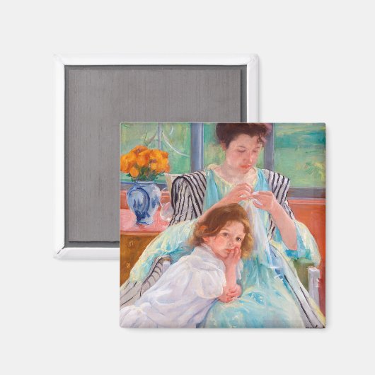 Junge Mutter Nähen, Mary Cassatt Magnet (Vorderseite/Rückseite)