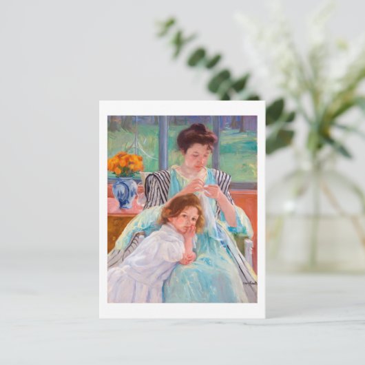 Junge Mutter Nähen, Mary Cassatt Postkarte (Stehend Vorderseite)