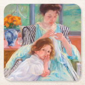 Junge Mutter Nähen, Mary Cassatt Rechteckiger Pappuntersetzer (Vorderseite)