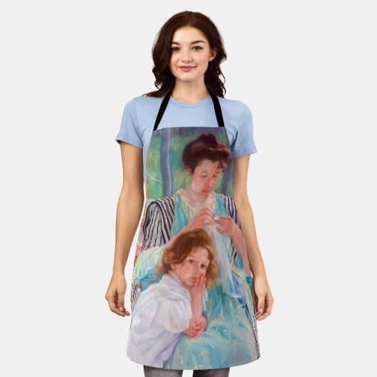 Junge Mutter Nähen, Mary Cassatt Schürze (Getragen)