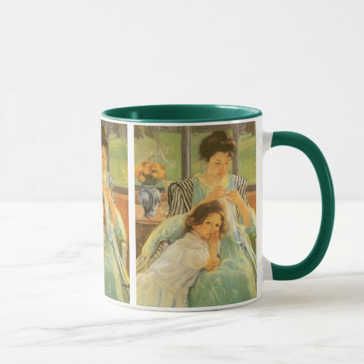 Junge Mutter Nähen von Mary Cassatt, Vintag Art Tasse (Rechts)