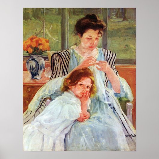 Junge Mutter nähen von Mary Stevenson Cassatt Poster (Vorne)