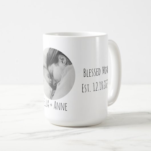 Junge Mutter|Personalisierte Namen| Ein Foto Kaffeetasse (VorderseiteRechts)