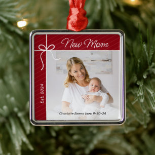 Junge Mutter und Baby Erstes Foto Ornament Aus Metall
