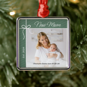 Junge Mutter und Baby Erstes Foto Ornament Aus Metall