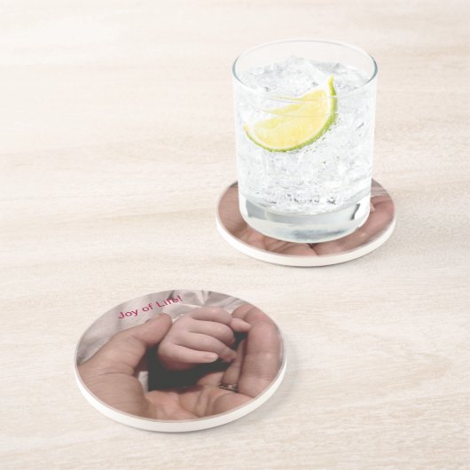 Junge Mutter und Baby - Lebensfreude Sandstein Untersetzer (Seite)