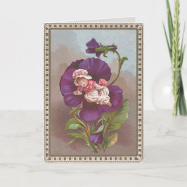 Junge Mutter Vintag Baby Girl and Pansy Oaster Car Karte