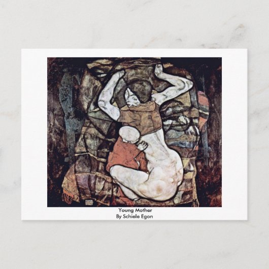 Junge Mutter von Schiele Egon Postkarte (Vorderseite)