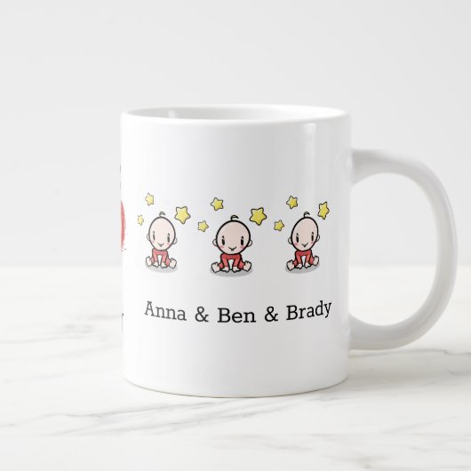 Junge Mutter von Triplets-Geschenk, kundenspezifis Jumbo-Tasse (Rechts)
