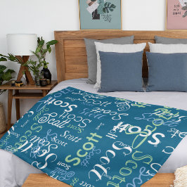 Junge Name Typografie Ozeanblau Farbe Fleecedecke