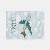 Junge Niedliche und moderne blaue Flugzeuge Kinder Fleecedecke (Vorderseite (Horizontal))