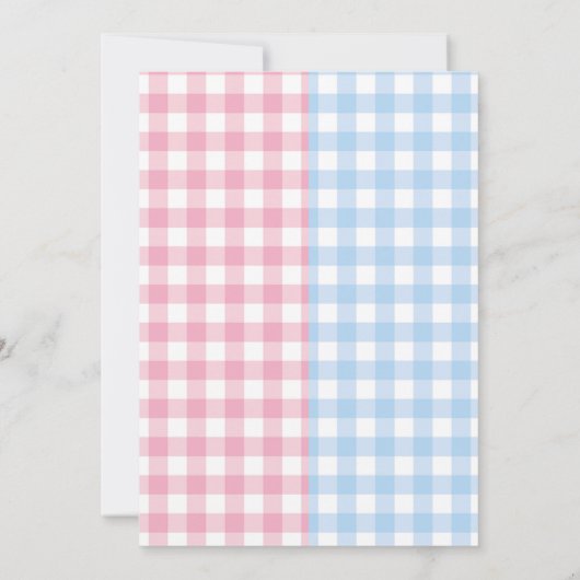 Junge oder Girl Gingham Classic Gender-Enthüllung Einladung (Rückseite)