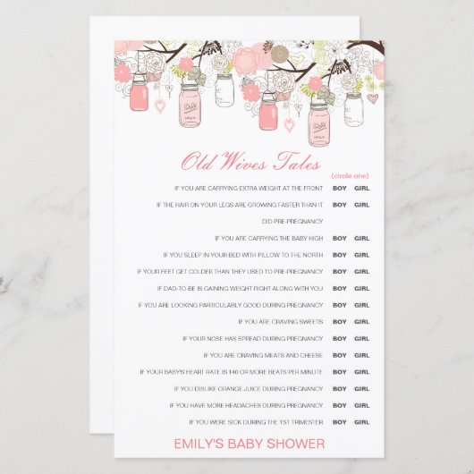 Junge oder Mädchen Alte Ehefrauen Babydusche mit A (Vorne/Hinten)