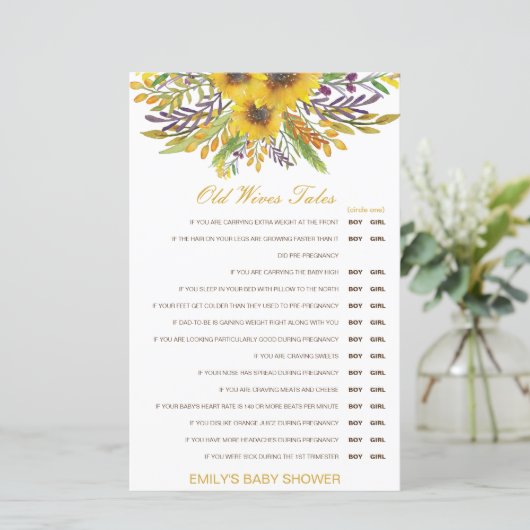 Junge oder Mädchen Alte Ehefrauen Babydusche mit A (Stehend Vorderseite)