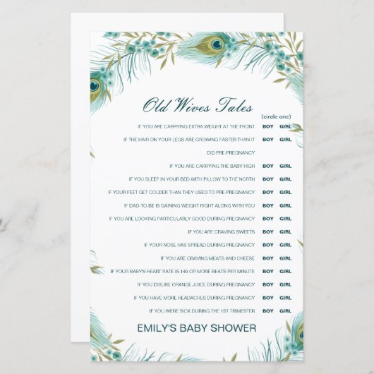 Junge oder Mädchen Alte Ehefrauen Babydusche mit A (Vorne/Hinten)