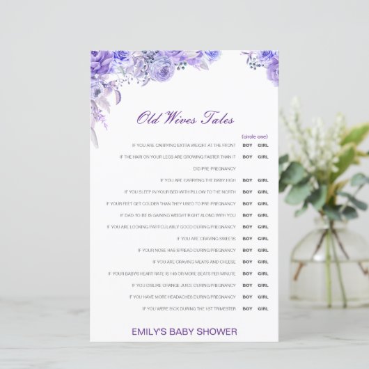 Junge oder Mädchen Alte Ehefrauen Babydusche mit A (Stehend Vorderseite)