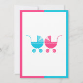 Junge oder Mädchen Baby Stroller Twins Geschlechts Einladung (Rückseite)