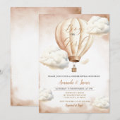 Junge oder Mädchen Beige Heißluftballon Geschlecht Einladung (Vorne/Hinten)