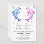 Junge oder Mädchen - Delphin - Nautische Geschlech Einladung (Vorderseite)