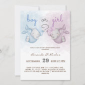 Junge oder Mädchen Elefant rosa blaues Geschlecht  Einladung (Vorderseite)