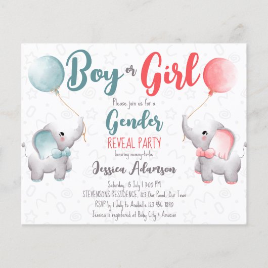 Junge oder Mädchen Elefantengeschlecht veröffentli (Vorderseite)