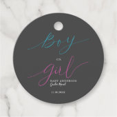 Junge oder Mädchen Elegant Pink Blue Script Gender Geschenkanhänger (Vorderseite)