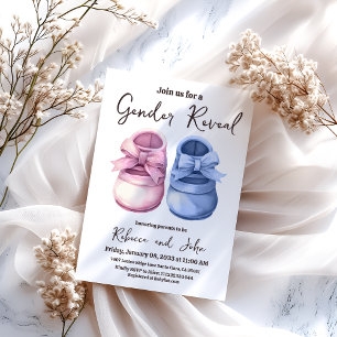 Junge oder Mädchen Er oder sie Blue Pink Shoe Gend Einladung