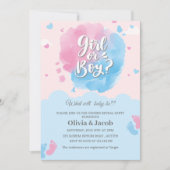 Junge oder Mädchen Füße Geschlecht zeigen Party Einladung (Vorderseite)