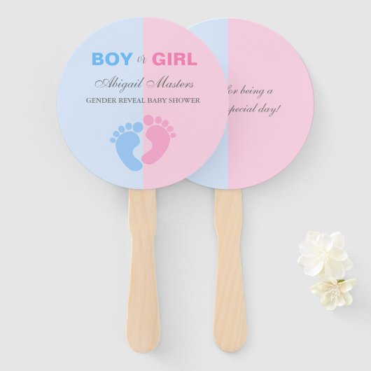 Junge oder Mädchen Gender Reveal Baby Shower Baby Fächer (Vorne und Hinten)