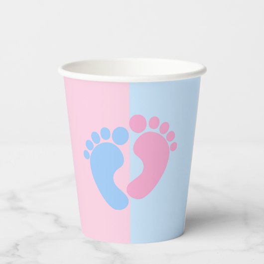 Junge oder Mädchen Gender Reveal Baby Shower Baby Pappbecher (Rückseite)