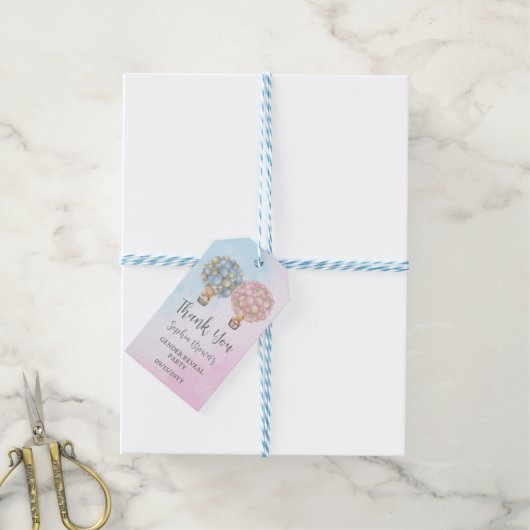 Junge oder Mädchen Gender Reveal Baby Shower Party Geschenkanhänger (Mit Garn)