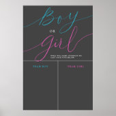 Junge oder Mädchen Gender Reveal Graue Vorhersage  Poster (Vorne)