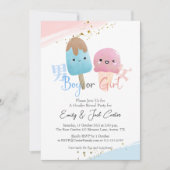 Junge oder Mädchen Gender Reveal Kawaii Ice Creme Einladung (Vorderseite)