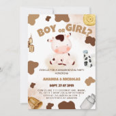 Junge oder Mädchen Gender Reveal Kuh Boho Rustic Einladung (Vorderseite)