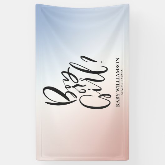 Junge oder Mädchen Gender Reveal Ombre Party Dekor Banner (Vertikal)