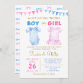 Junge oder Mädchen Gender Reveal Pink Blue Baby Du Einladung (Vorne/Hinten)