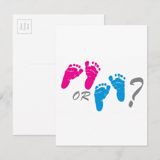 Junge oder Mädchen? Geschlecht offenbaren Party Einladungspostkarte (Vorne/Hinten)