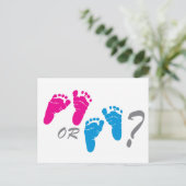 Junge oder Mädchen? Geschlecht offenbaren Party Einladungspostkarte (Stehend Vorderseite)