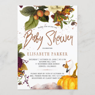 Junge oder Mädchen Herbst herbstlich rostig floral Einladung