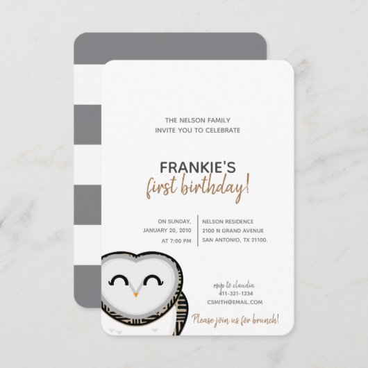 Junge oder Mädchen JEDES JAHRESJAHRESJAHR OWL GEBU Einladung (Vorne/Hinten)