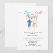Junge oder Mädchen Kleidung Gender Reveal Party Einladung (Vorne/Hinten)